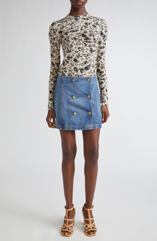 Ulla Johnson Neri Floral Center Ruched Knit Top In Multi
