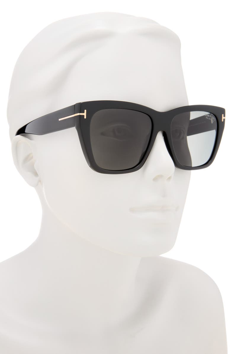 TOM FORD Flynn 55mm Polarized Butterfly Sunglasses, Alternate, color, Shiny Black / Smoke Lens
