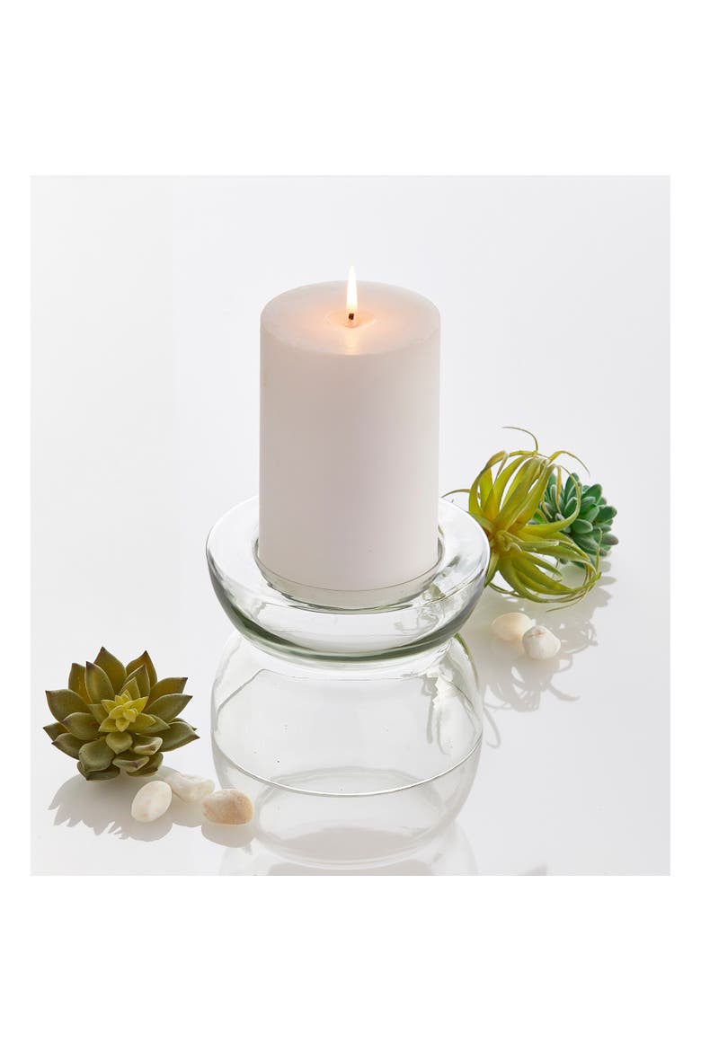 Recycled Glass Pillar Holder and Vase Set Clear Candle Holders, Alternate, color, Clear
