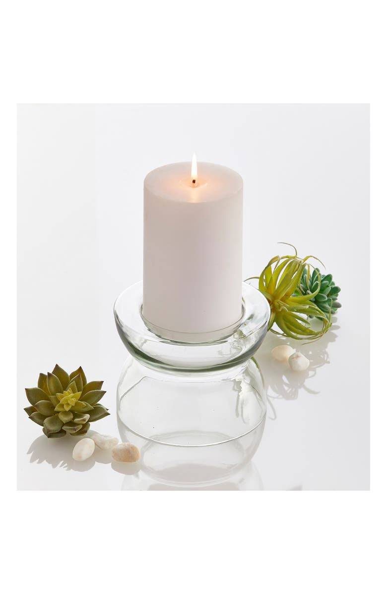 tag Recycled Glass Pillar Holder and Vase Set Clear Candle Holders, Alternate, color, Clear