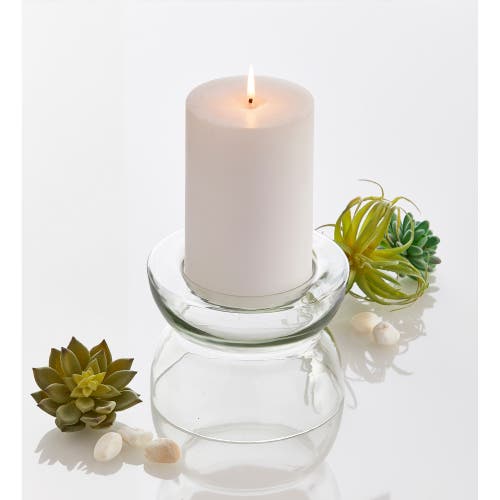 Tag Recycled Glass Pillar Holder And Vase Set Clear Candle Holders In Transparent