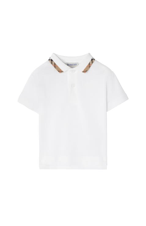 Check Collar Cotton Polo Shirt