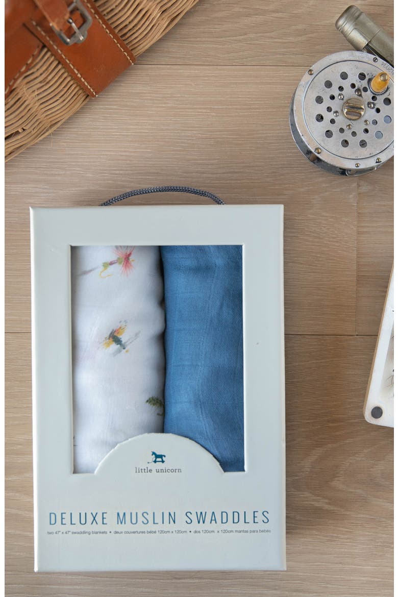 2-Pack Deluxe Muslin Swaddles, Alternate, color, GONE FISHING 2