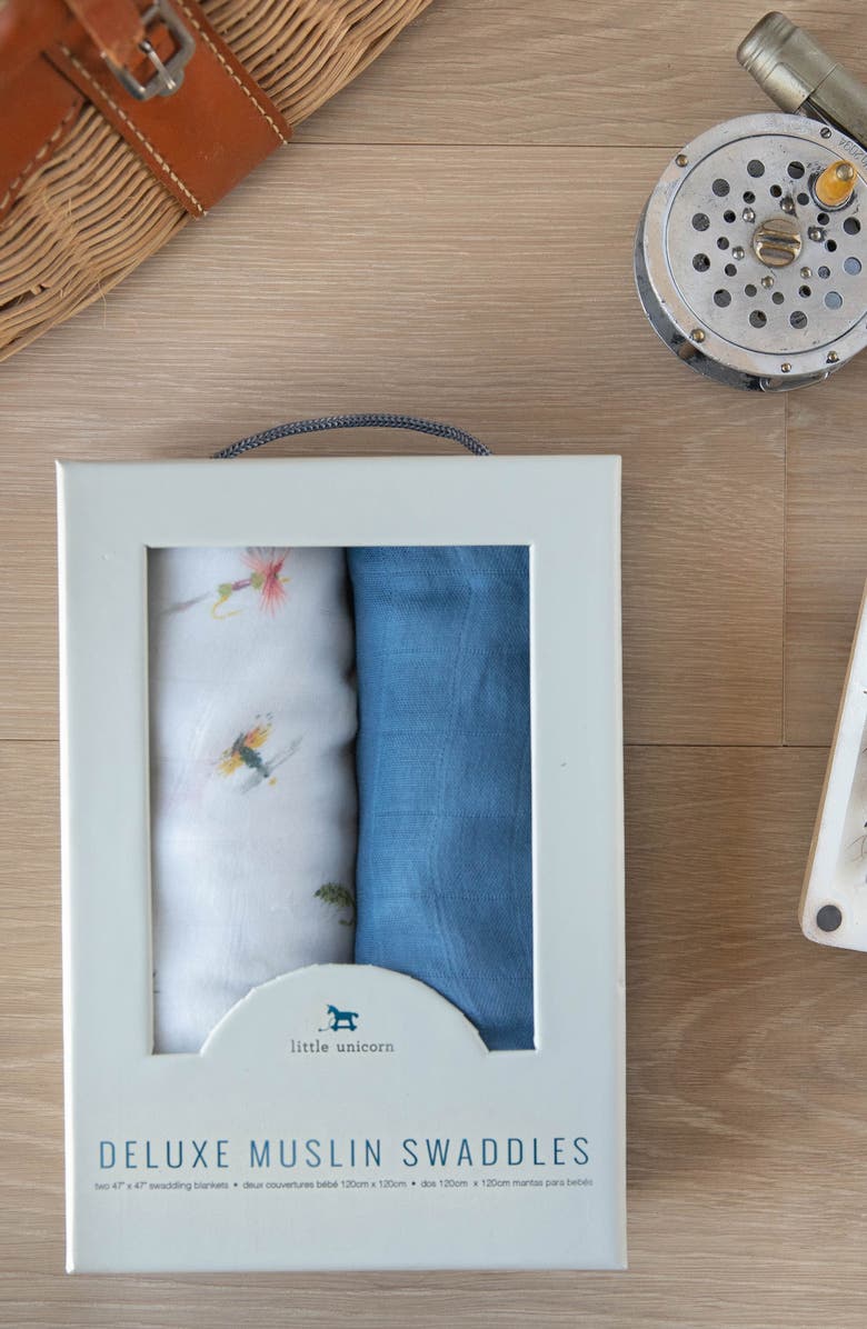 little unicorn 2-Pack Deluxe Muslin Swaddles, Alternate, color,