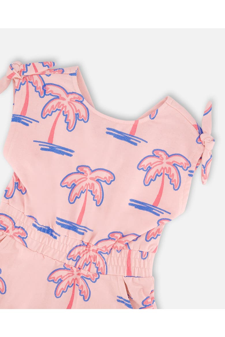 Short Sleeve French Terry Palm Dress, Alternate, color, Light Pink Palm Print