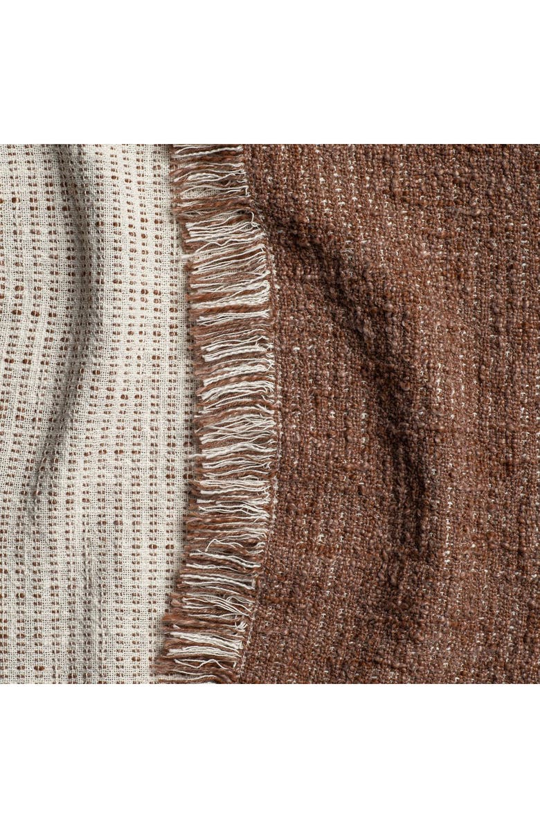 Crane Air Reversible Fringe Throw Blanket, Alternate, color, Chestnut