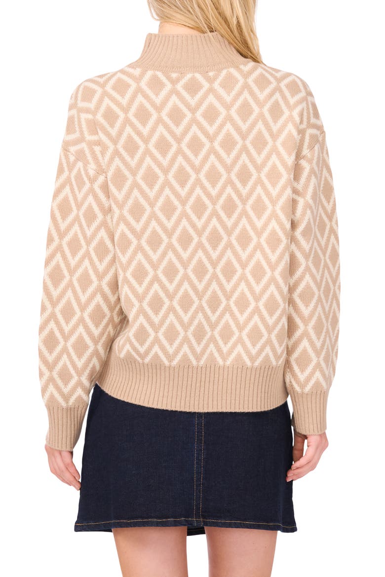 Diamond Jacquard Turtleneck Sweater, Alternate, color, OXFORD TAN