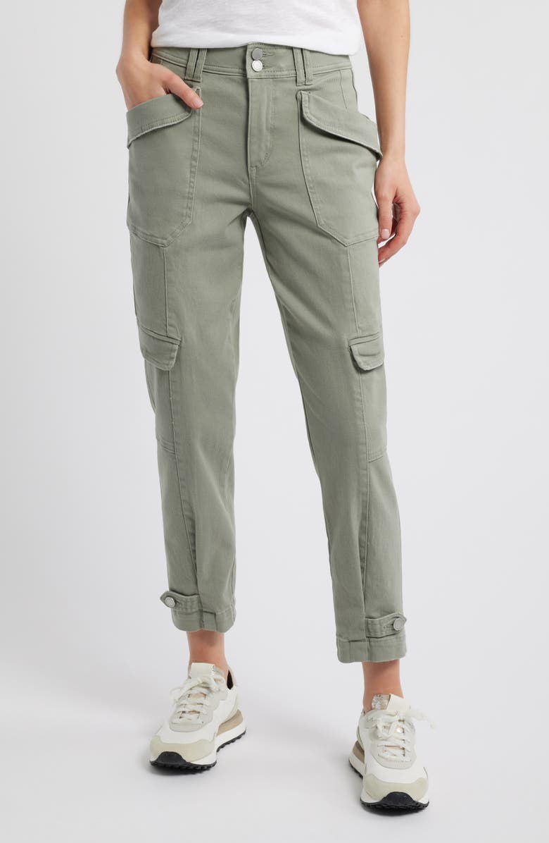 Wit & Wisdom 'Ab'Solution High Waist Ankle Tapered Twill Cargo Pants, Main, color, Deep Seagrass
