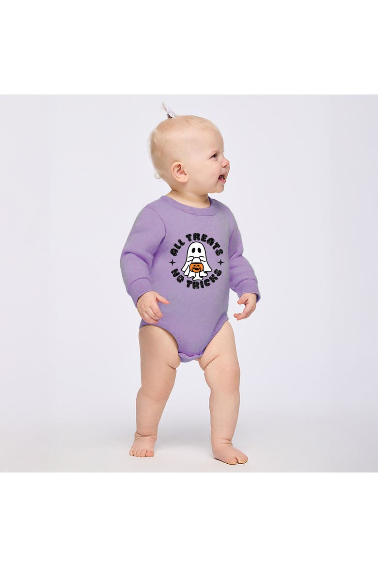 All Treats No Tricks Ghost Glitter Infant Fleece BodySuit, Main, color, Lavender