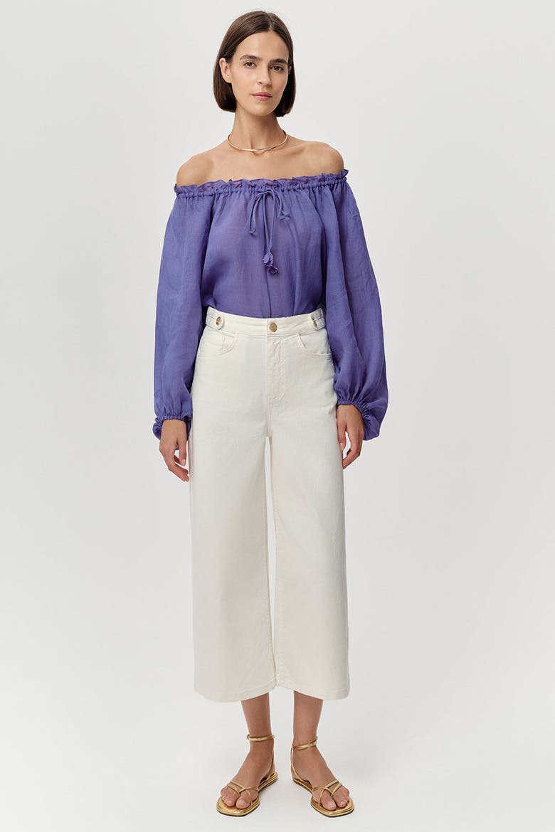 Conroy High Waist Culotte Denim Jeans, Alternate, color, White