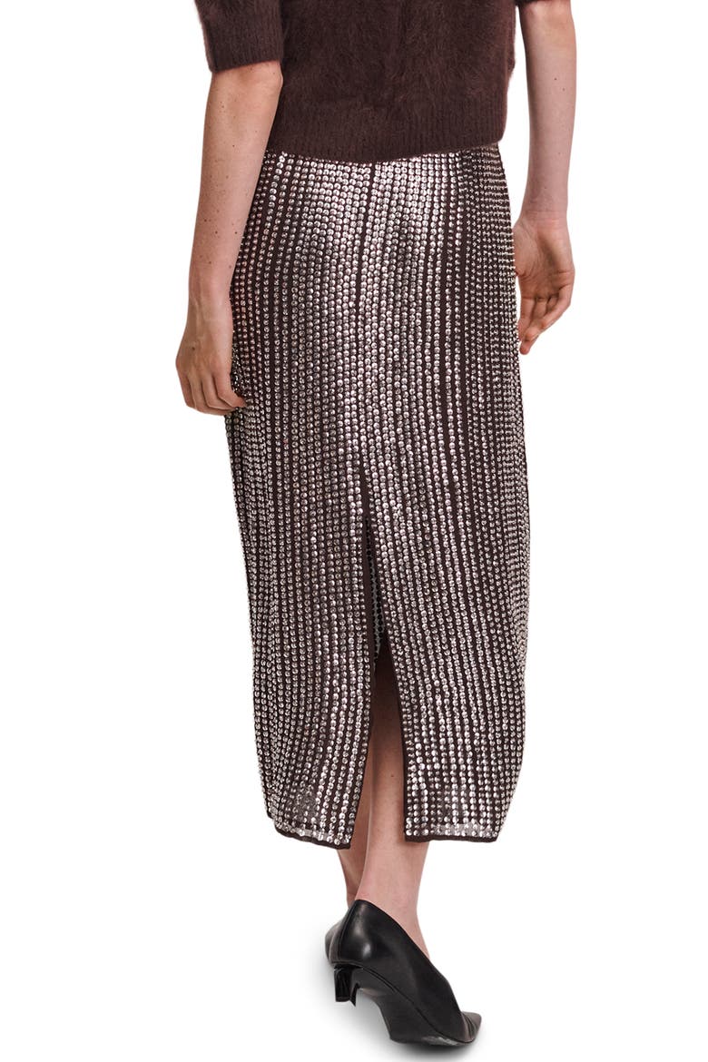 Lili Beaded Georgette Midi Skirt, Alternate, color, CHOCOLATE