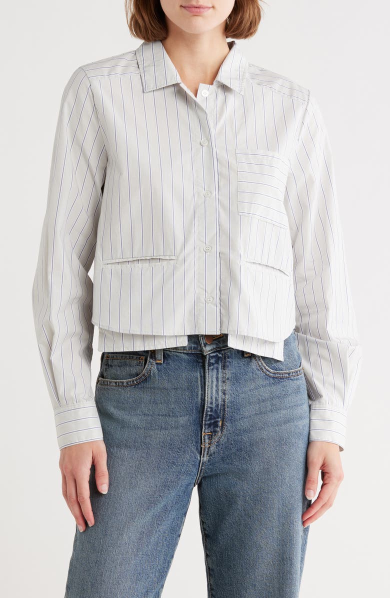 Parker The Kalen Crop Button-Up Shirt, Main, color, Greyish Blue