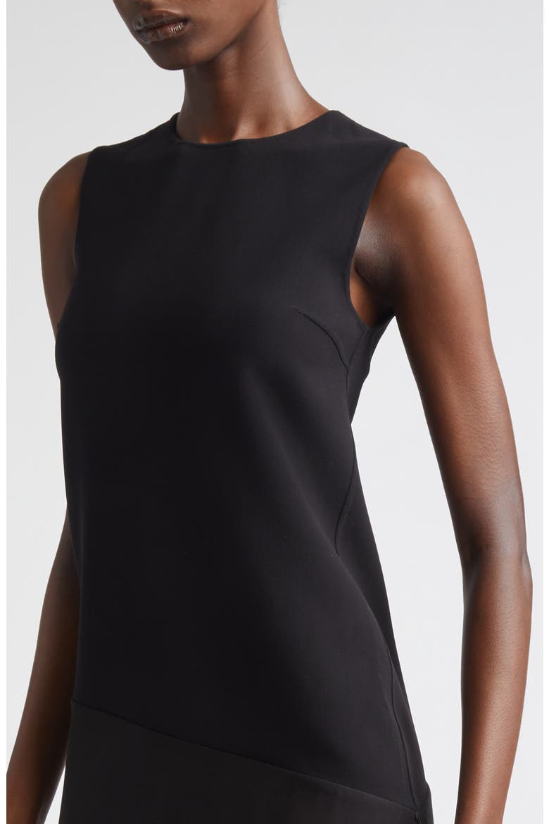 Veiled Virgin Wool Stretch Crepe & Silk Voile Dress, Alternate, color, BLACK