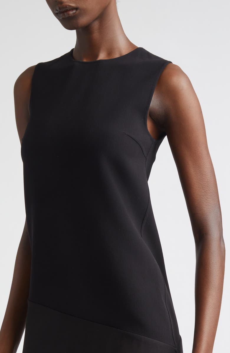 Michael Kors Collection Veiled Virgin Wool Stretch Crepe & Silk Voile Dress, Alternate, color, Black