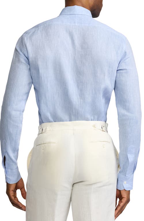 Ralph Lauren Purple Label Linen Chambray Button-up Shirt In Light Blue