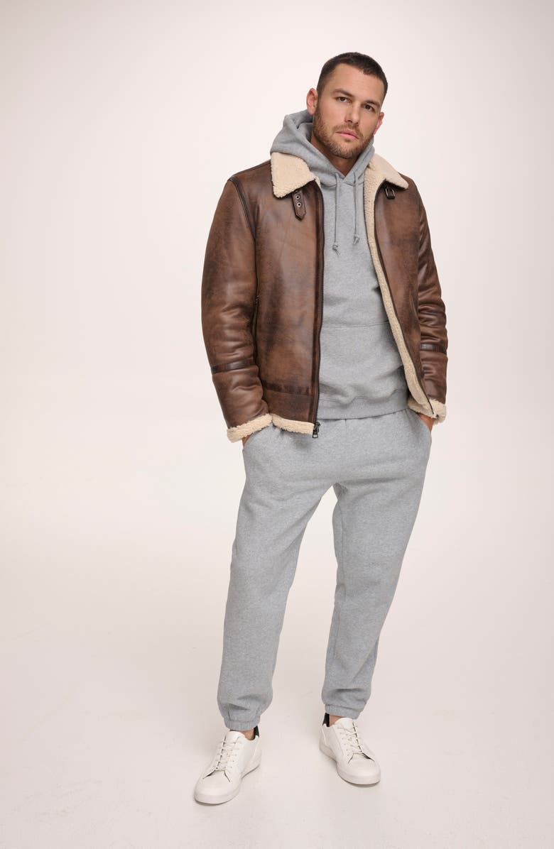 Calvin Klein Faux Suede & Faux Shearling Jacket, Alternate, color, Brown