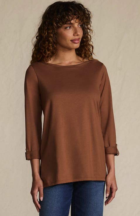 Supima Cotton Adjustable 3/4 Sleeve Boatneck Tunic