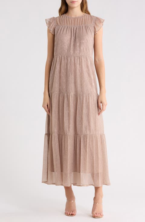Tiered Pleated Maxi Dress
