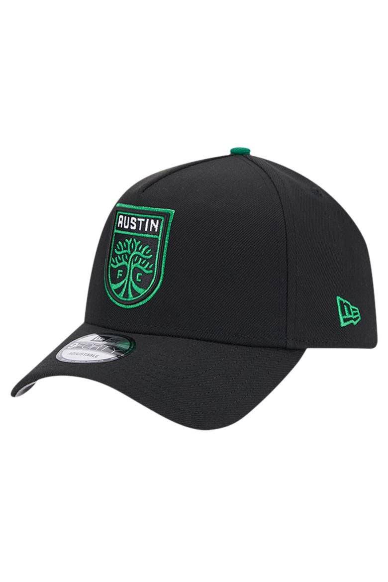 Men's New Era Black Austin FC 2024 Kick Off Collection 9FORTY A-Frame Adjustable Hat, Alternate, color, Black