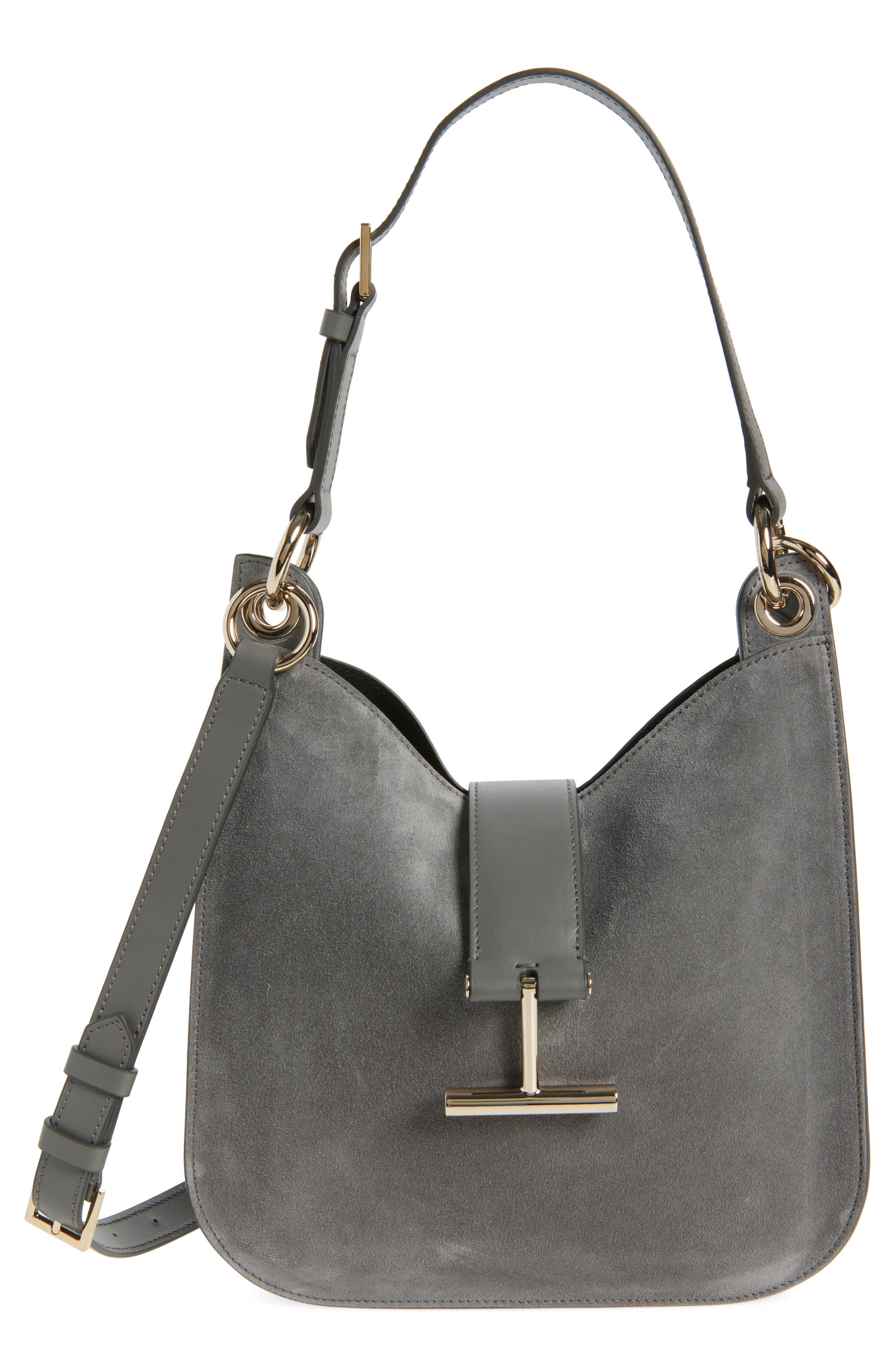 TOM FORD Small Tara Suede Top Handle Bag, Main, color, Grey