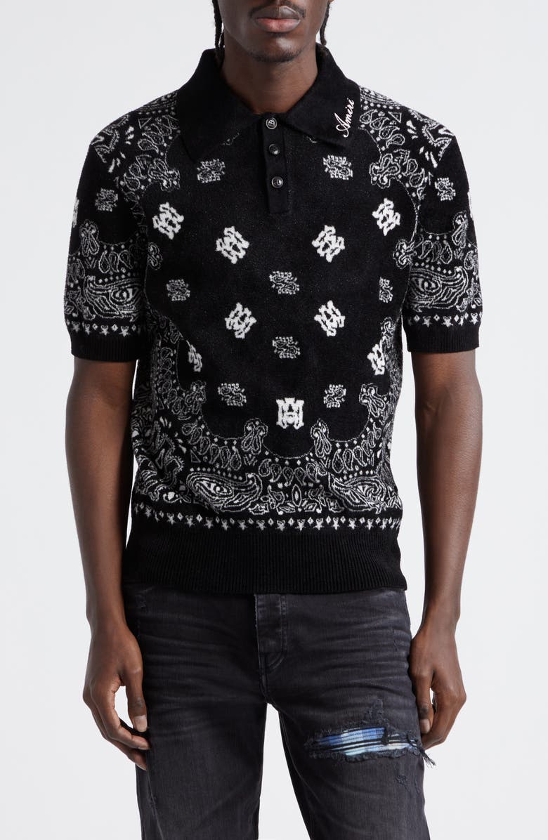 AMIRI Bandana Short Sleeve Polo, Main, color, 
