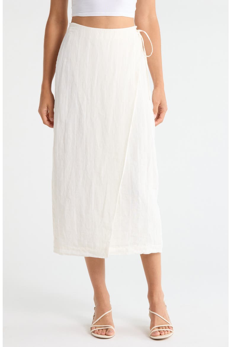 The Invisible String Linen Blend Wrap Midi Skirt, Main, color, CREAM