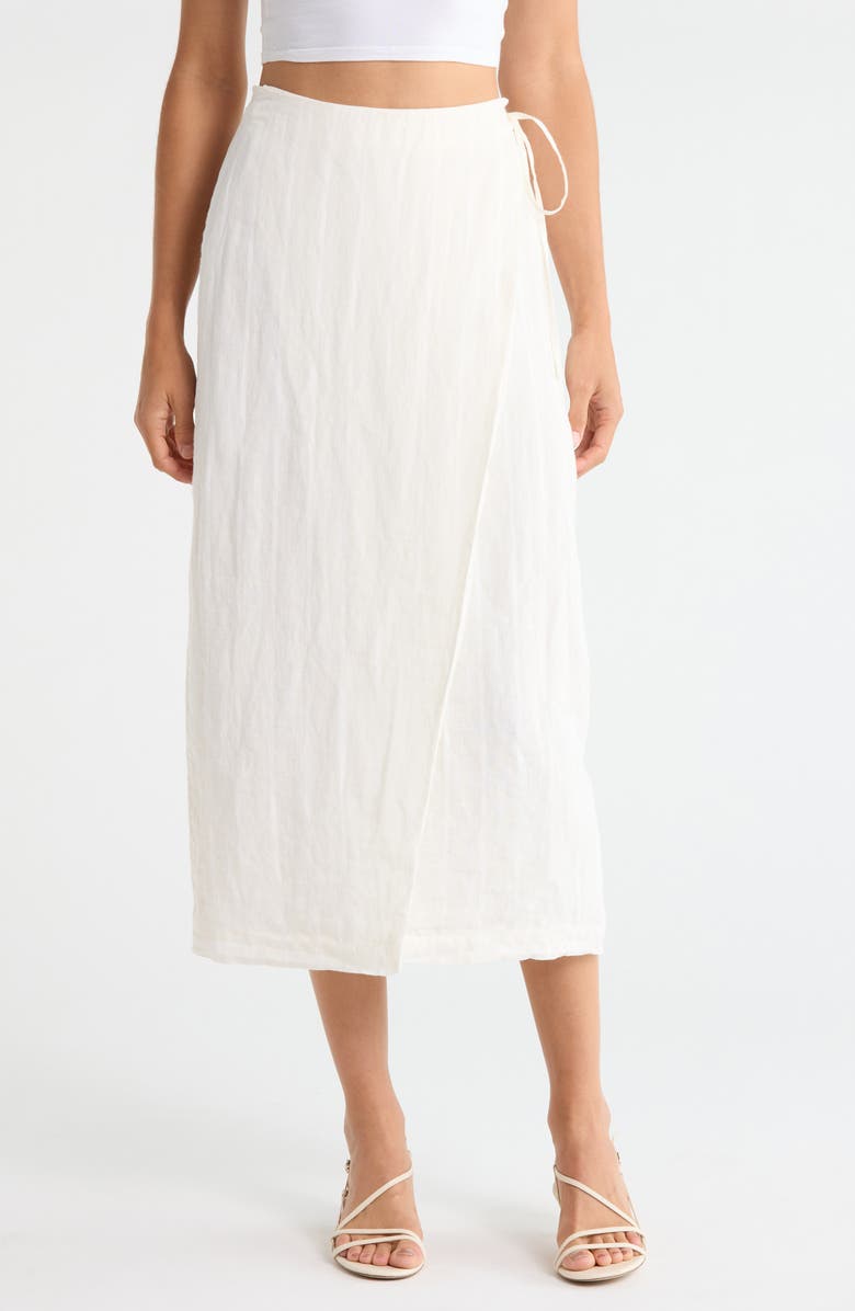 Favorite Daughter The Invisible String Linen Blend Wrap Midi Skirt, Main, color, Cream
