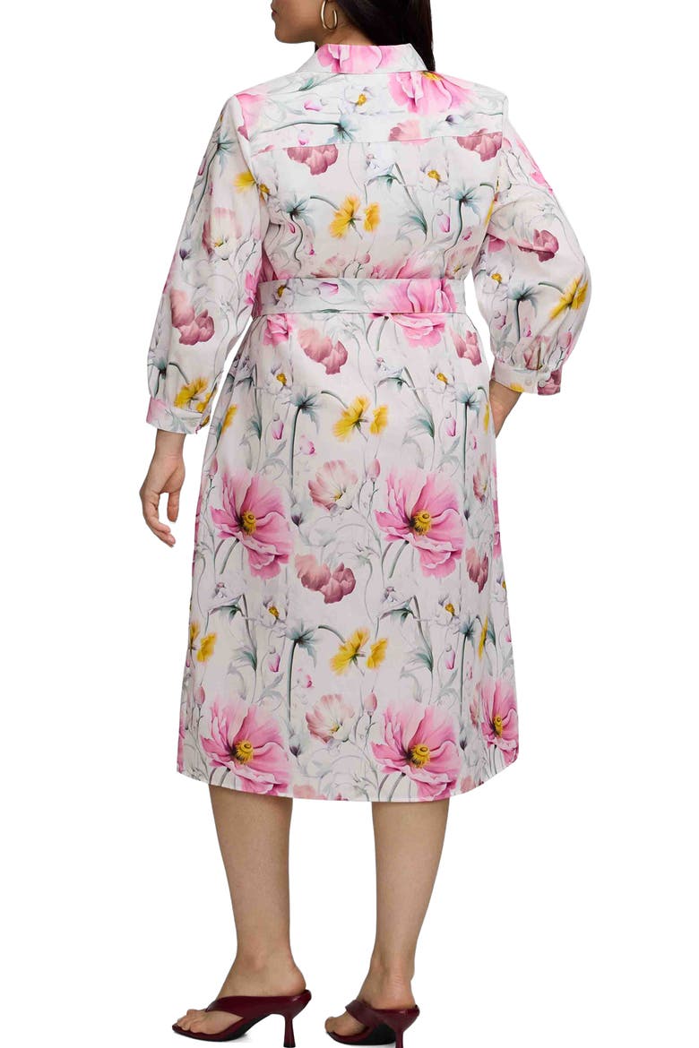 Esther Floral Belted Cotton Shirtdress, Alternate, color, PINK/ MULTI