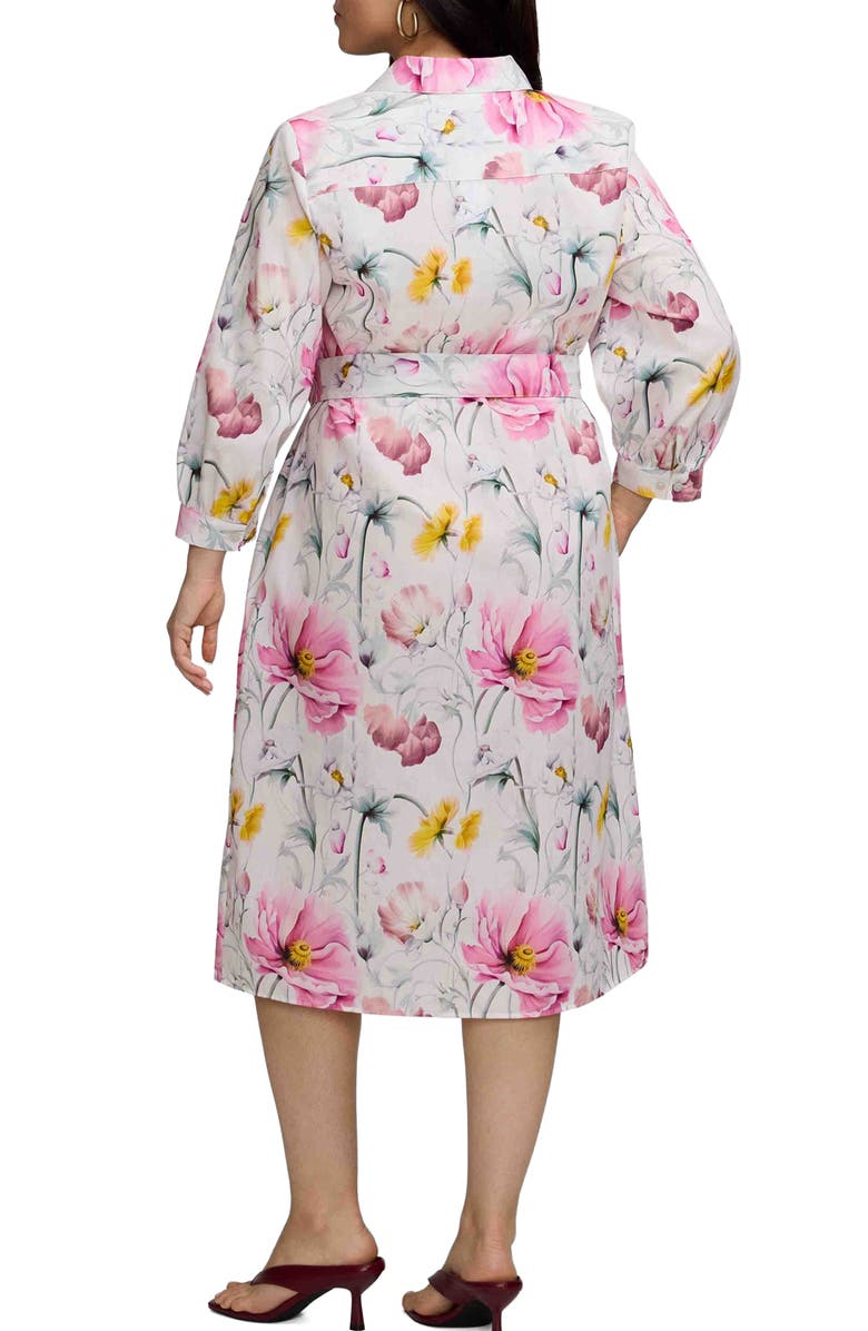 Foxcroft Esther Floral Belted Cotton Shirtdress, Alternate, color, Pink/ Multi
