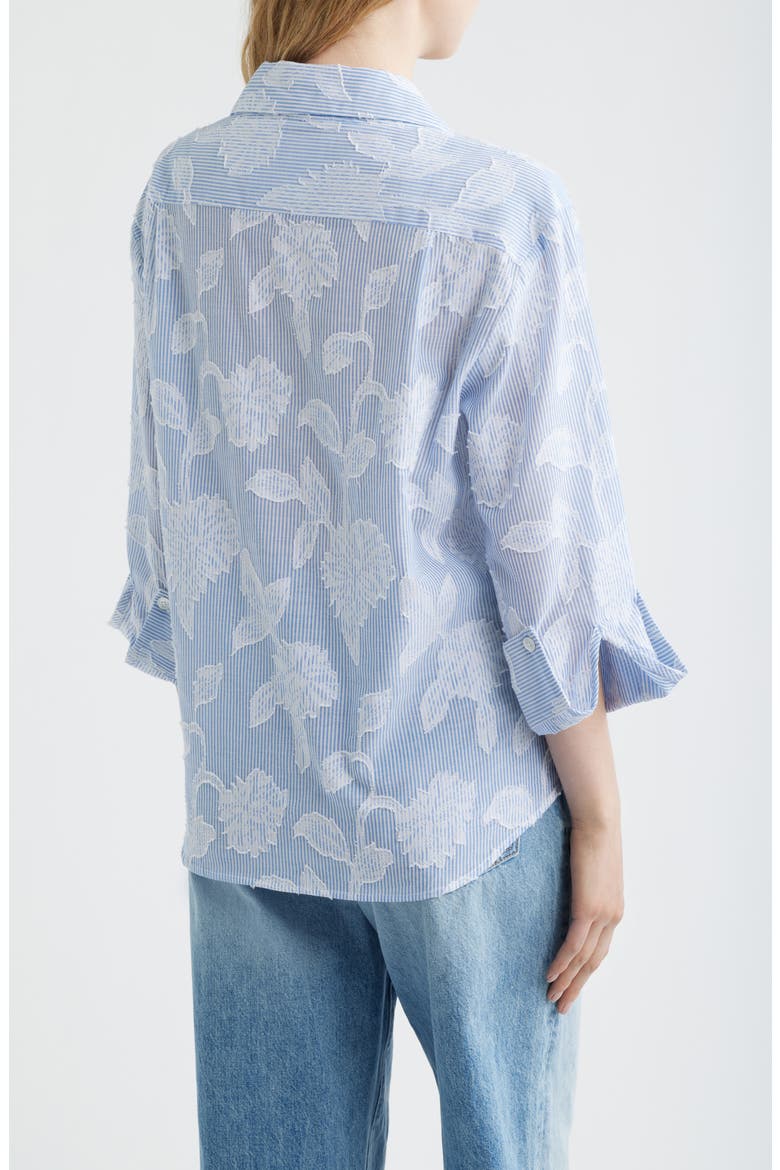Floral Appliqué Stripe Cotton Blend Wrap Shirt, Alternate, color, BOTANIC OVERLAY