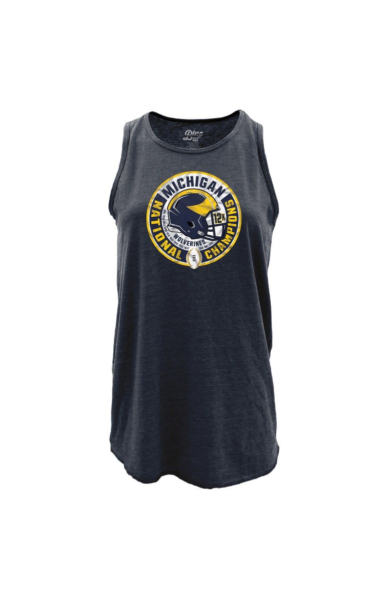 BLUE 84 Women's Blue 84  Navy Michigan Wolverines College Football Playoff 2023 National Champions Slow Decent Racer Back Tri-Blend Tank Top, Alternate, color, 