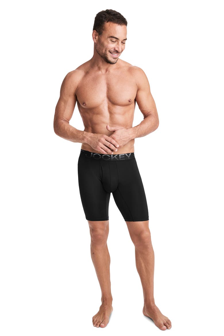 Men's EverActive Zero Chafe 9" Microfiber Long Leg Boxer Brief - 3 Pack, Alternate, color, Black