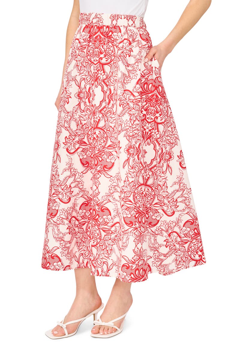 Floral Paisley Cotton Maxi Skirt, Alternate, color, CLASSIC CHERRY