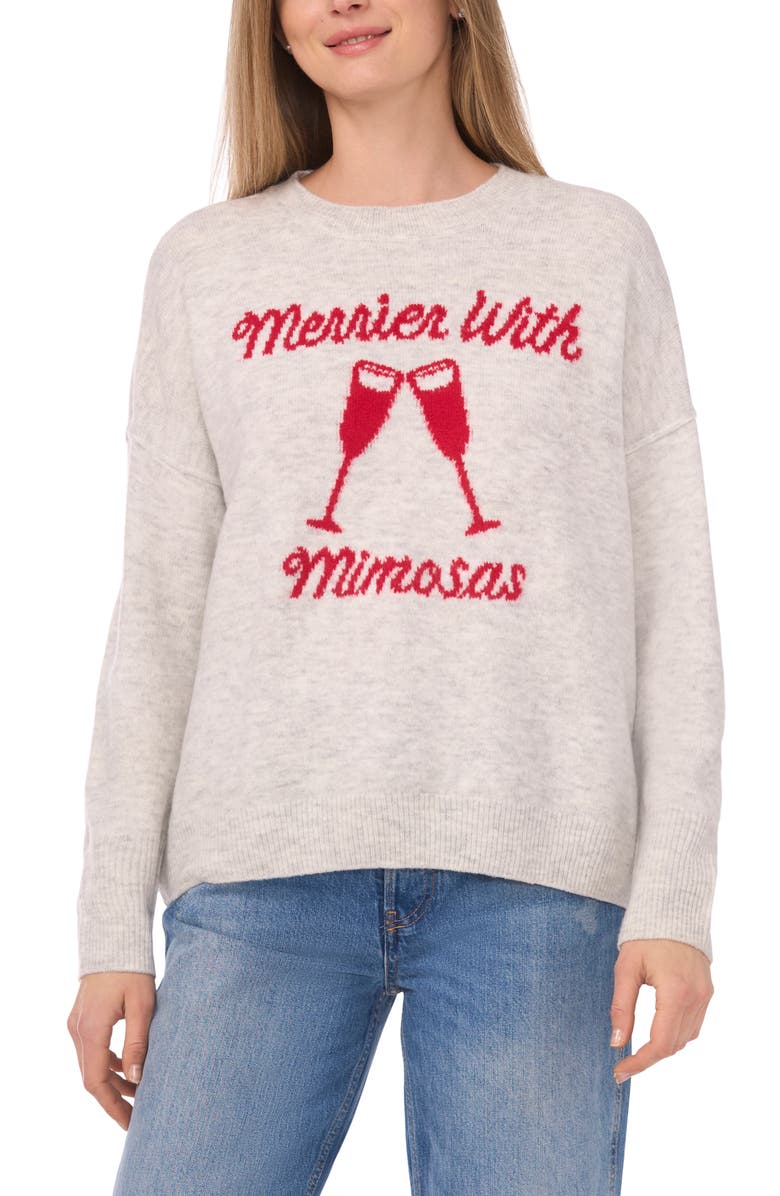 CeCe Merrier with Mimosas Sweater, Alternate, color, Jazz Club Glamour Red