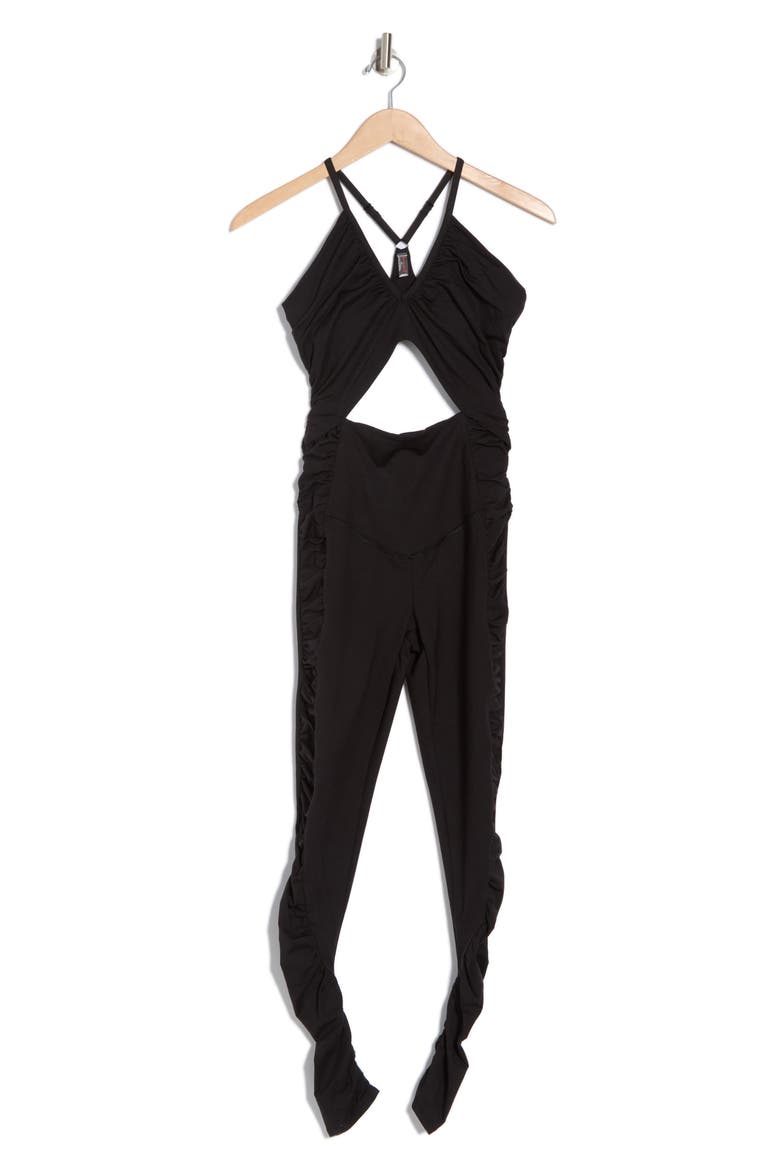 Balancing Act Racerback Jumpsuit, Alternate, color, BLACK