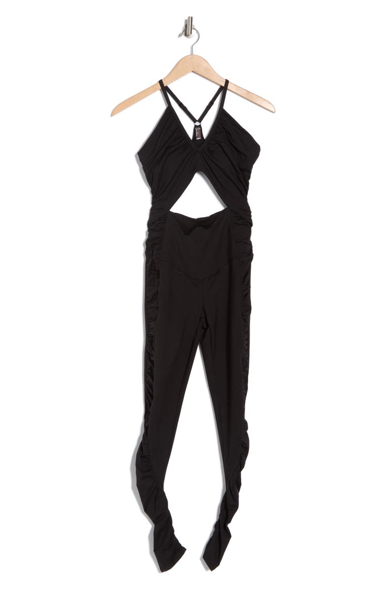 Free People Balancing Act Racerback Jumpsuit, Alternate, color, Black