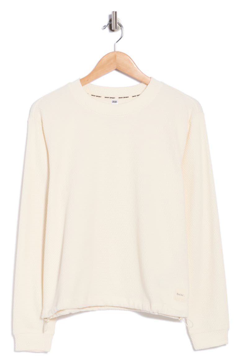 Jacquard Mixed Long Sleeve Crewneck Sweatshirt, Alternate, color, EGG NOG