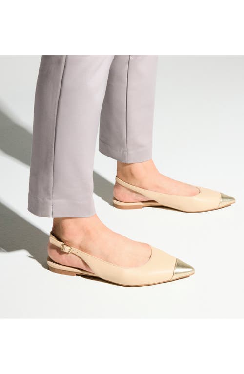 Yosi Samra Vera Pointed Cap Toe Slingback Flat In Beige