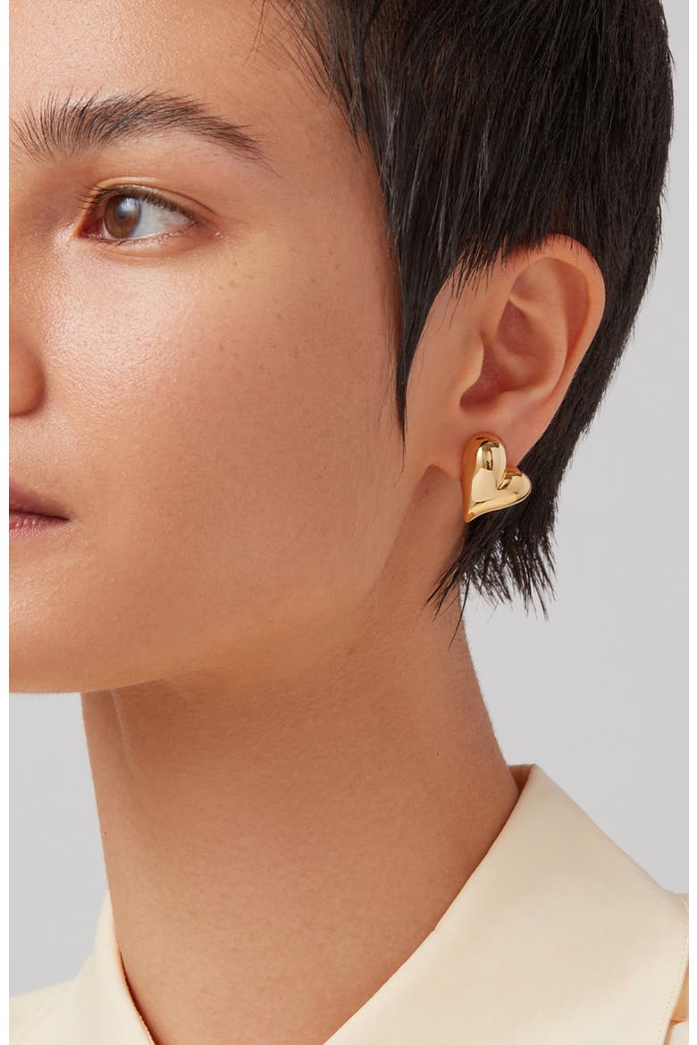 Art Heart Button Stud Earrings, Alternate, color, HIGH POLISH GOLD