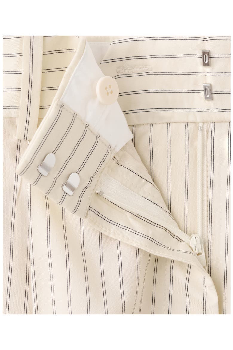 Pinstripe Pleated Bermuda Shorts, Alternate, color, VANILLA