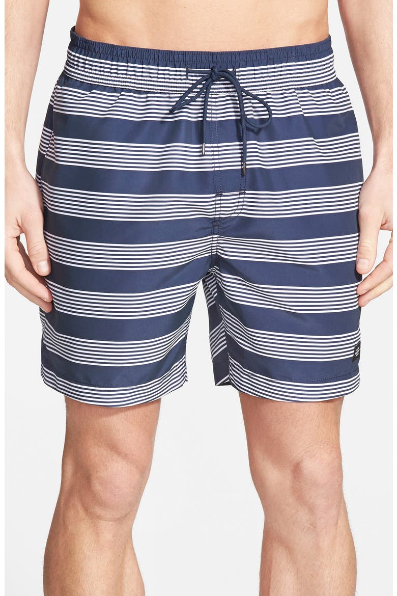 'Stripe Grannis' Swim Trunks, Main, color, NAVY STRIPE