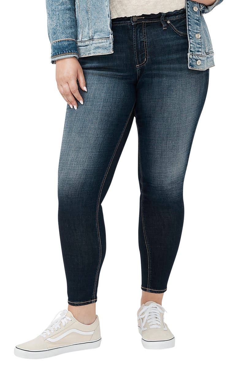 Silver Jeans Co. Suki Curvy Mid Rise Skinny Jeans, Main, color, 