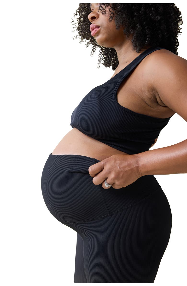 Ingrid & Isabel Maternity Ribbed Active Legging, Alternate, color, Black