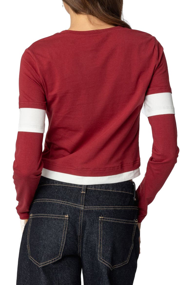 Paula Layered Look Long Sleeve Cotton T-Shirt, Alternate, color, BURGUNDY