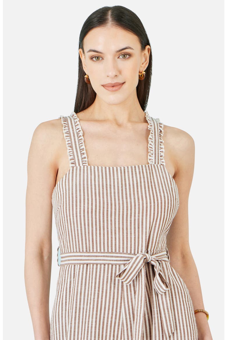 Stripe Strappy Jumpsuit, Alternate, color, Brown