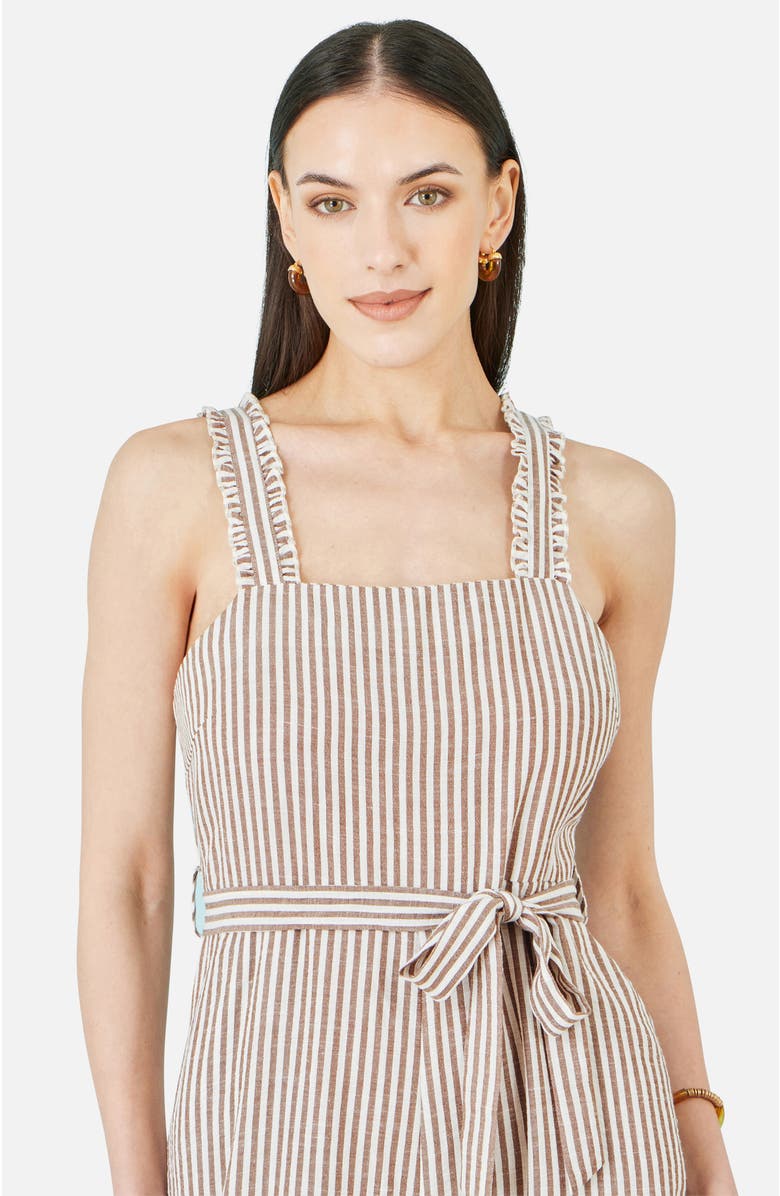 Yumi Stripe Strappy Jumpsuit, Alternate, color, Brown