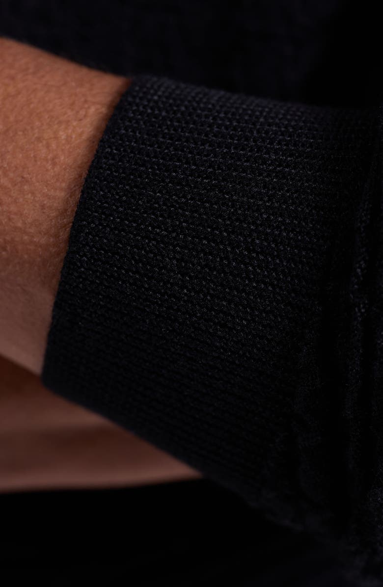 Bugatchi Pyramid Stitch Merino Wool & Silk Crewneck Sweater, Alternate, color, Black