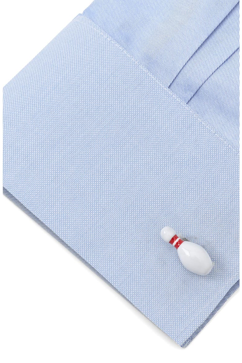 3D Bowling Ball & Pin Cuff Links, Alternate, color, WHITE