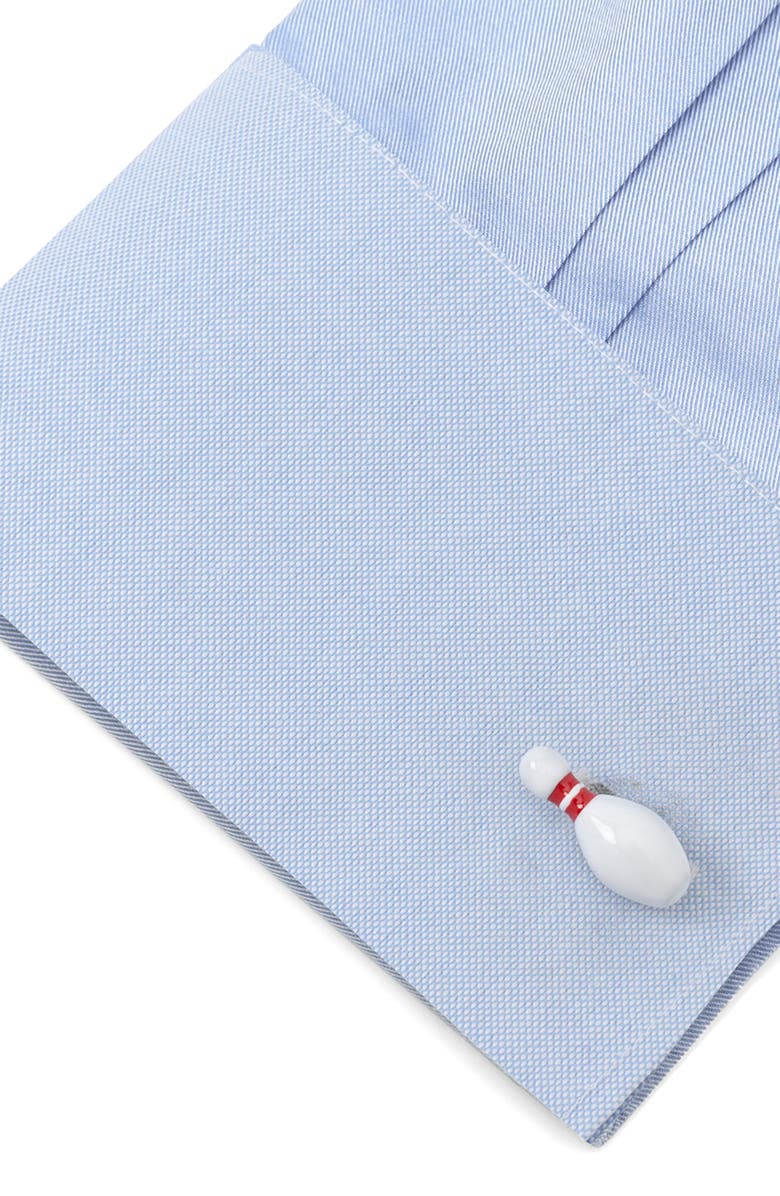 Cufflinks, Inc. 3D Bowling Ball & Pin Cuff Links, Alternate, color, White