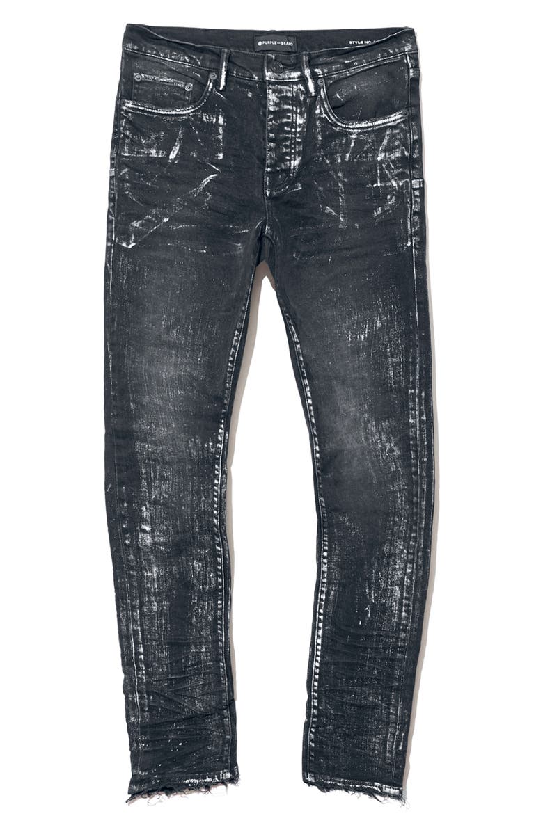 PURPLE BRAND Black Wash Metallic Skinny Jeans, Main, color, 